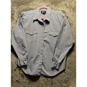 Dockers Mens Black Plaid Check Snap Long Sleeve Shirt Size L Cotton